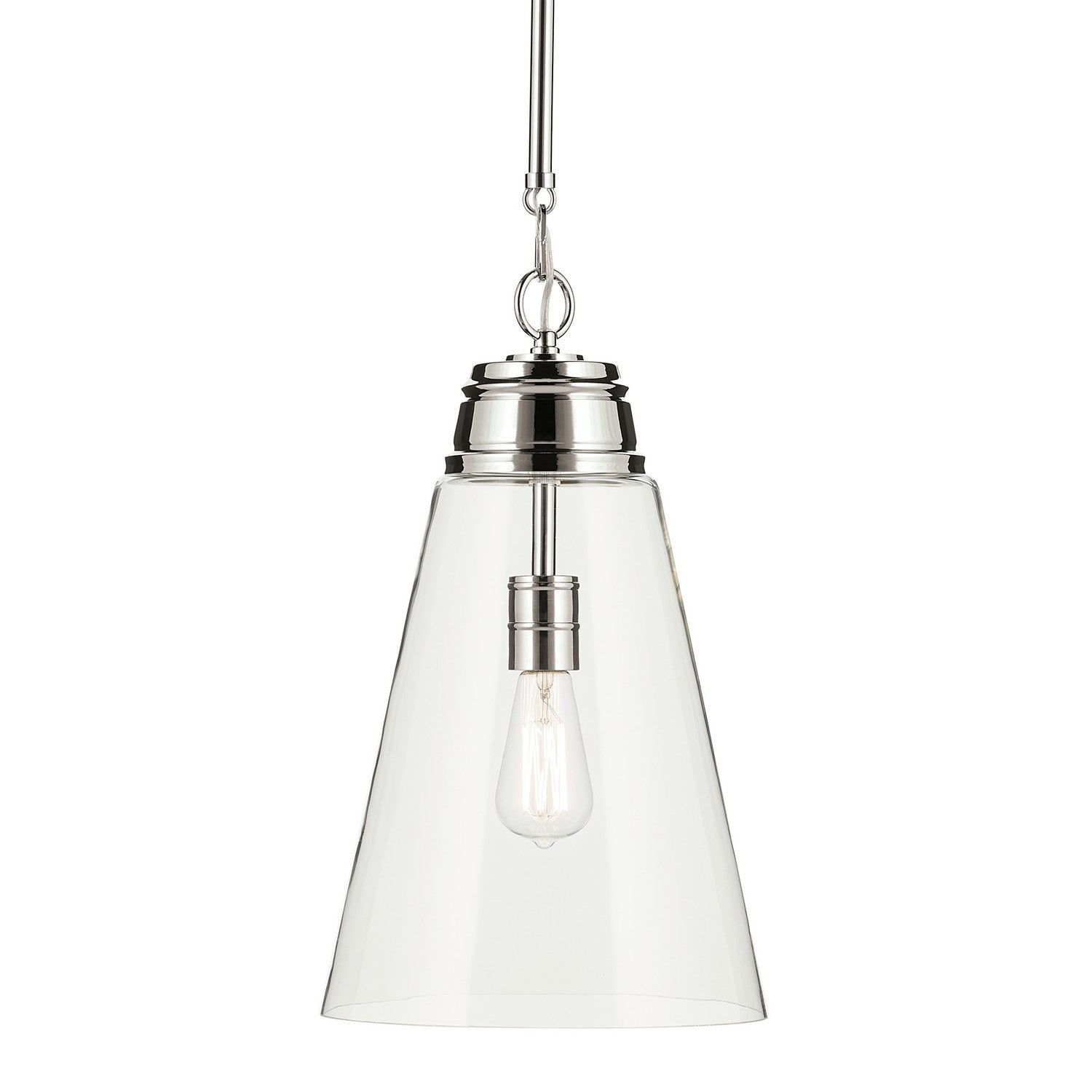 KICHLER 52661PNCLR Marsailli 19" 1-Light Medium Pendant With Clear Glass In Brushed Nickel