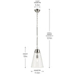 KICHLER 52661PNCLR Marsailli 19" 1-Light Medium Pendant With Clear Glass In Brushed Nickel