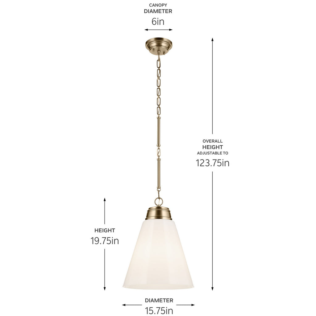 KICHLER 52662CPZ Marsailli 19.75" 1-Light Large Pendant With Opal Glass In Champagne Bronze