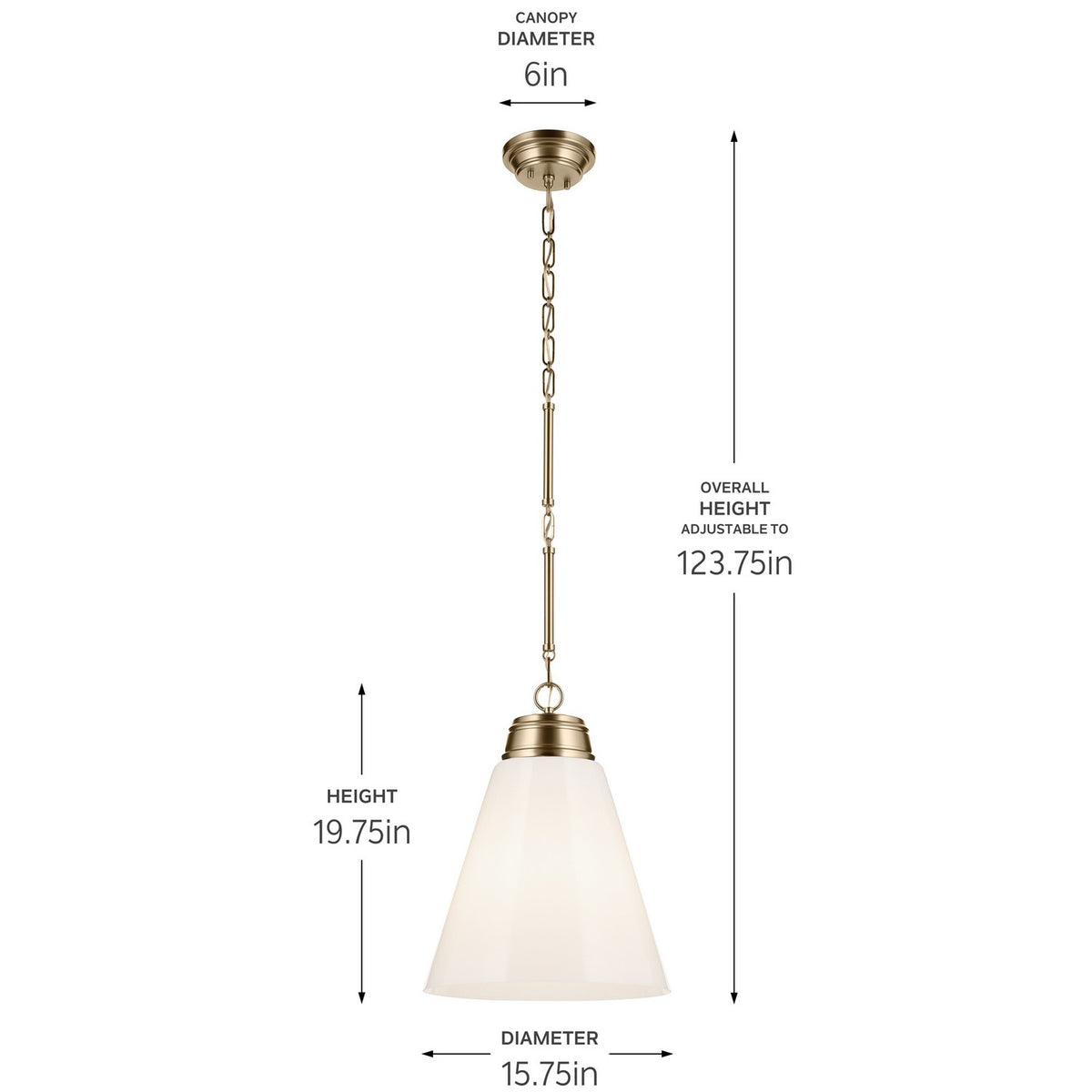 KICHLER 52662CPZ Marsailli 19.75" 1-Light Large Pendant With Opal Glass In Champagne Bronze