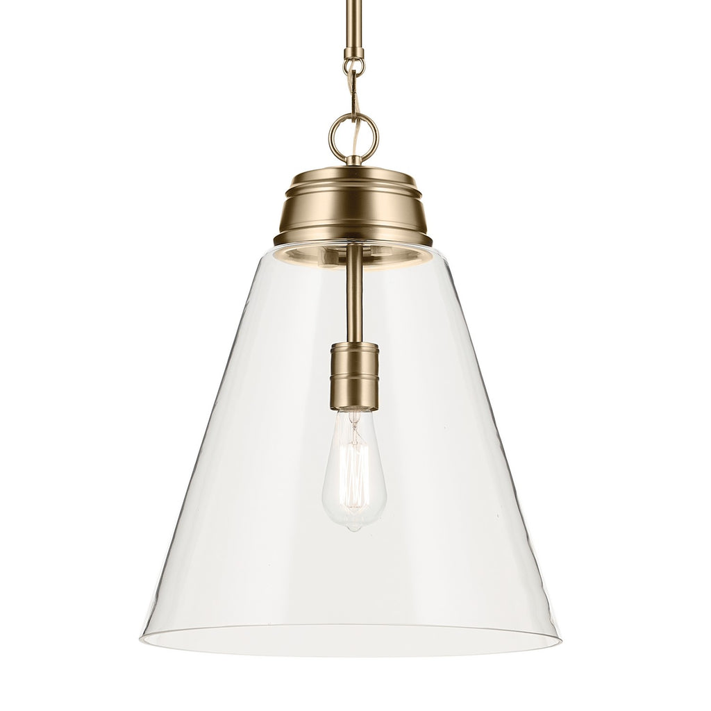 KICHLER 52662CPZCLR Marsailli 19.75" 1-Light Large Pendant With Clear Glass In Champagne Bronze