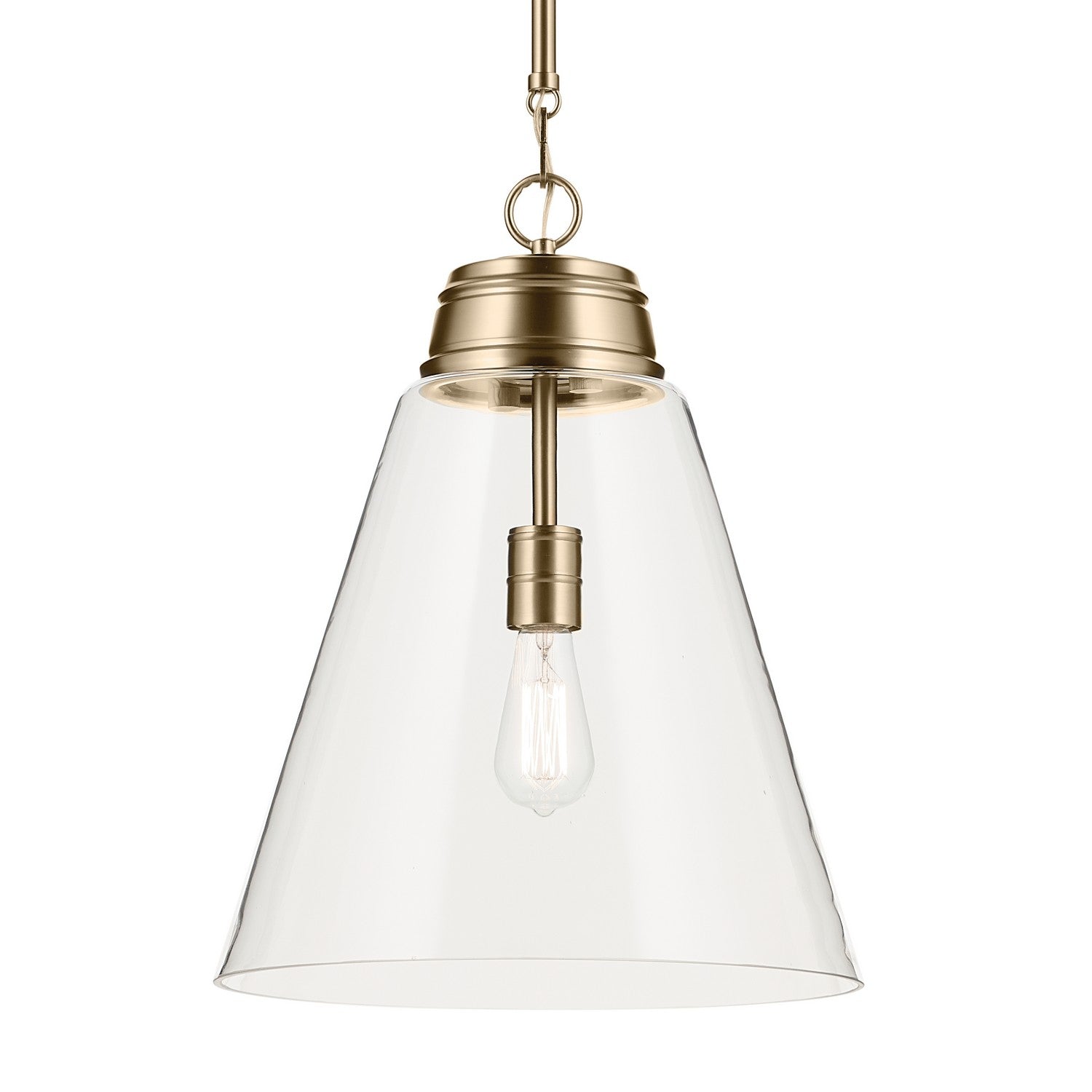 KICHLER 52662CPZCLR Marsailli 19.75" 1-Light Large Pendant With Clear Glass In Champagne Bronze