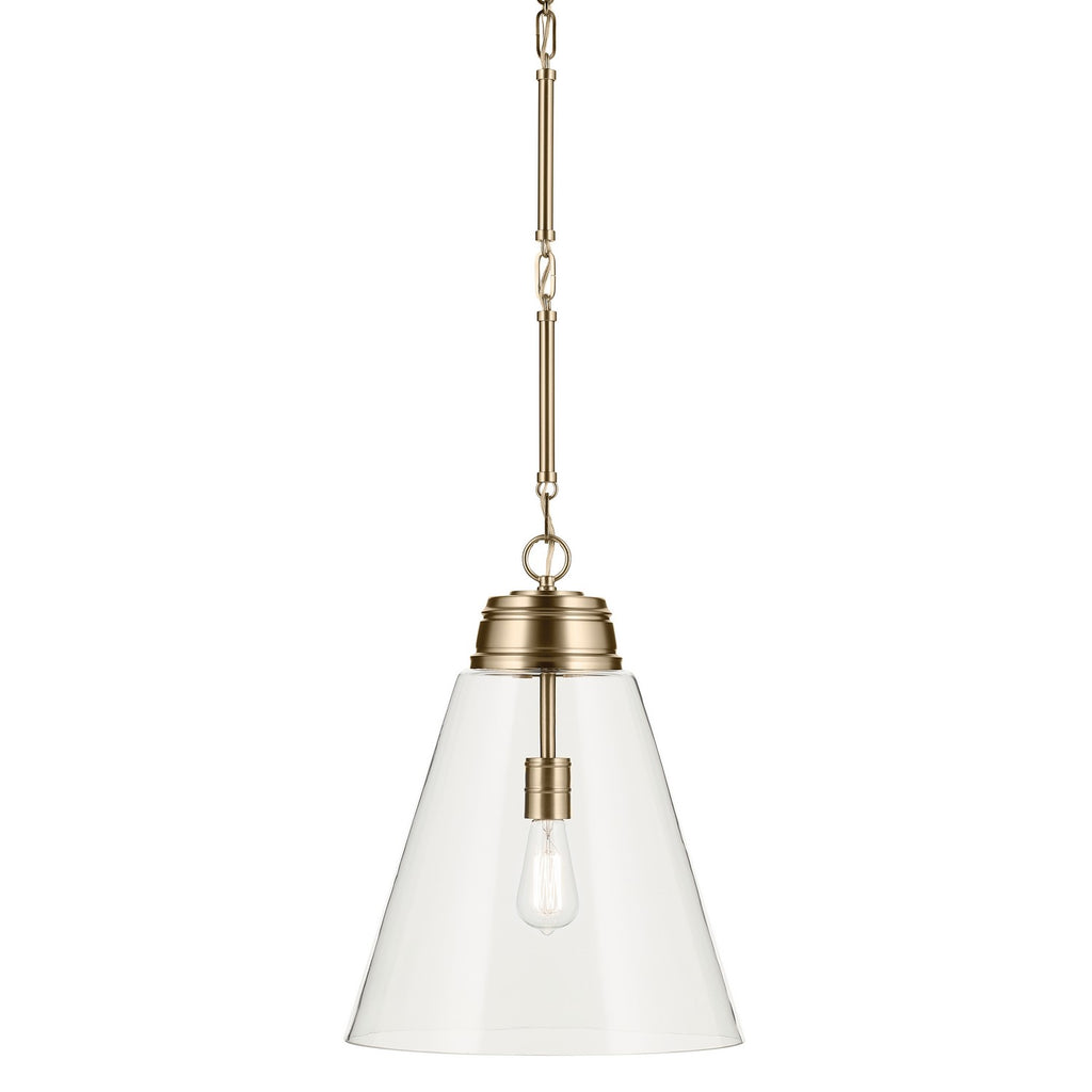 KICHLER 52662CPZCLR Marsailli 19.75" 1-Light Large Pendant With Clear Glass In Champagne Bronze