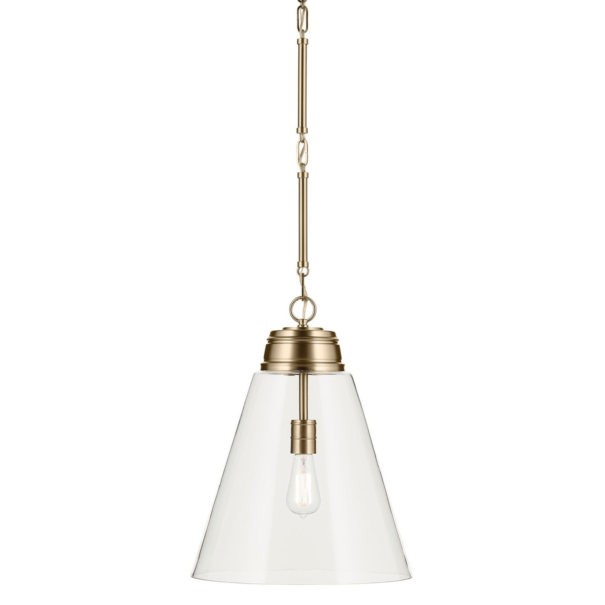 KICHLER 52662CPZCLR Marsailli 19.75" 1-Light Large Pendant With Clear Glass In Champagne Bronze