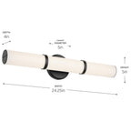 KICHLER 55188BKLED Rosh 24.25" Bath Bar Medium Led With White Glass In Black
