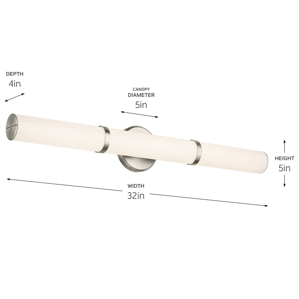 KICHLER 55189NILED Rosh 32" Bath Bar Large Led With White Glass In Brushed Nickel