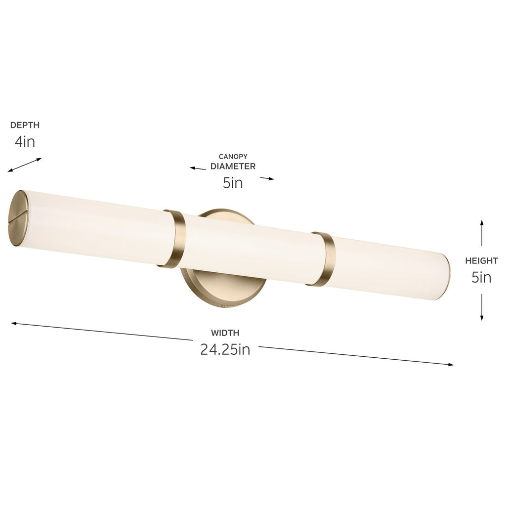 KICHLER 55188CPZLED Rosh 24.25" Bath Bar Medium Led With White Glass In Champagne Bronze