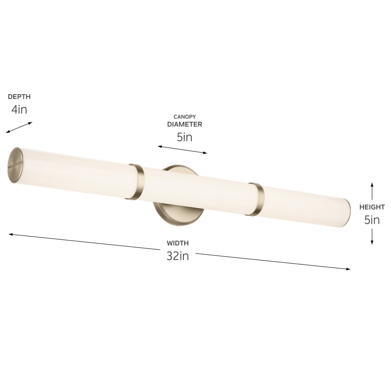 KICHLER 55189CPZLED Rosh 32" Bath Bar Large Led With White Glass In Champagne Bronze