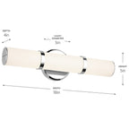 KICHLER 55187CHLED Rosh 18" Bath Bar Small Led With White Glass In Chrome