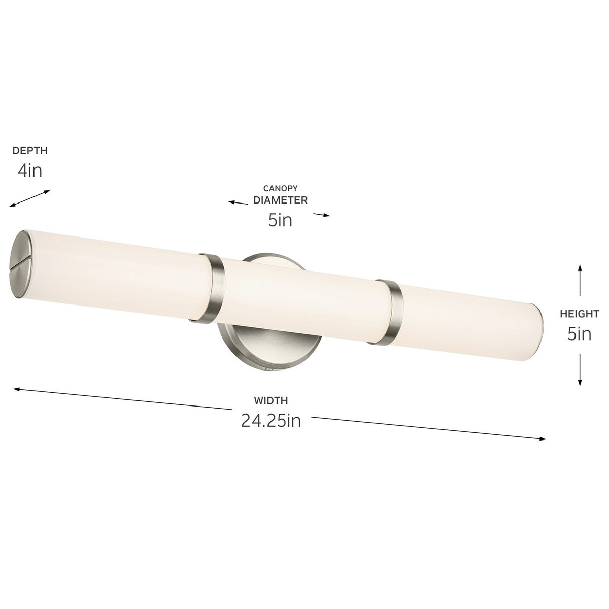 KICHLER 55188NILED Rosh 24.25" Bath Bar Medium Led With White Glass In Brushed Nickel