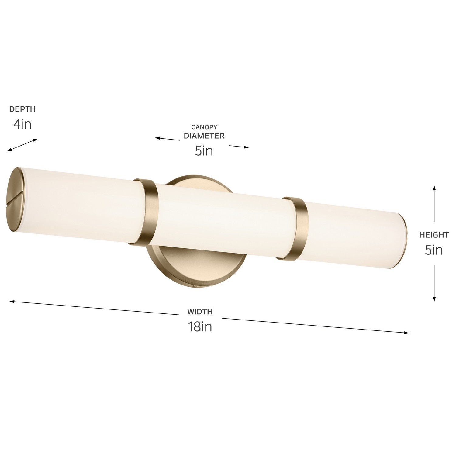 KICHLER 55187CPZLED Rosh 18" Bath Bar Small Led With White Glass In Champagne Bronze