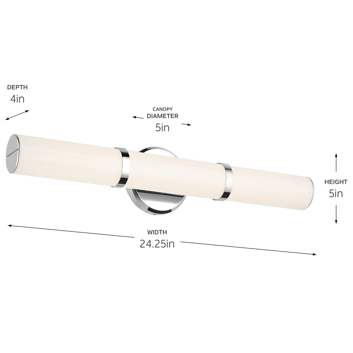 KICHLER 55188CHLED Rosh 24.25" Bath Bar Medium Led With White Glass In Chrome