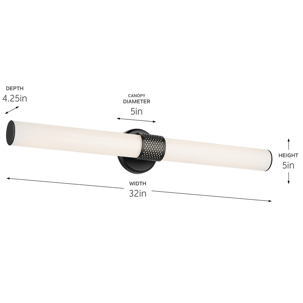 KICHLER 55193BKLED Sashi 32" Bath Bar Large Led With White Glass In Black