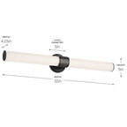 KICHLER 55193BKLED Sashi 32" Bath Bar Large Led With White Glass In Black