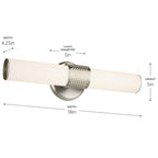 KICHLER 55191NILED Sashi 18" Bath Bar Small Led With White Glass In Brushed Nickel