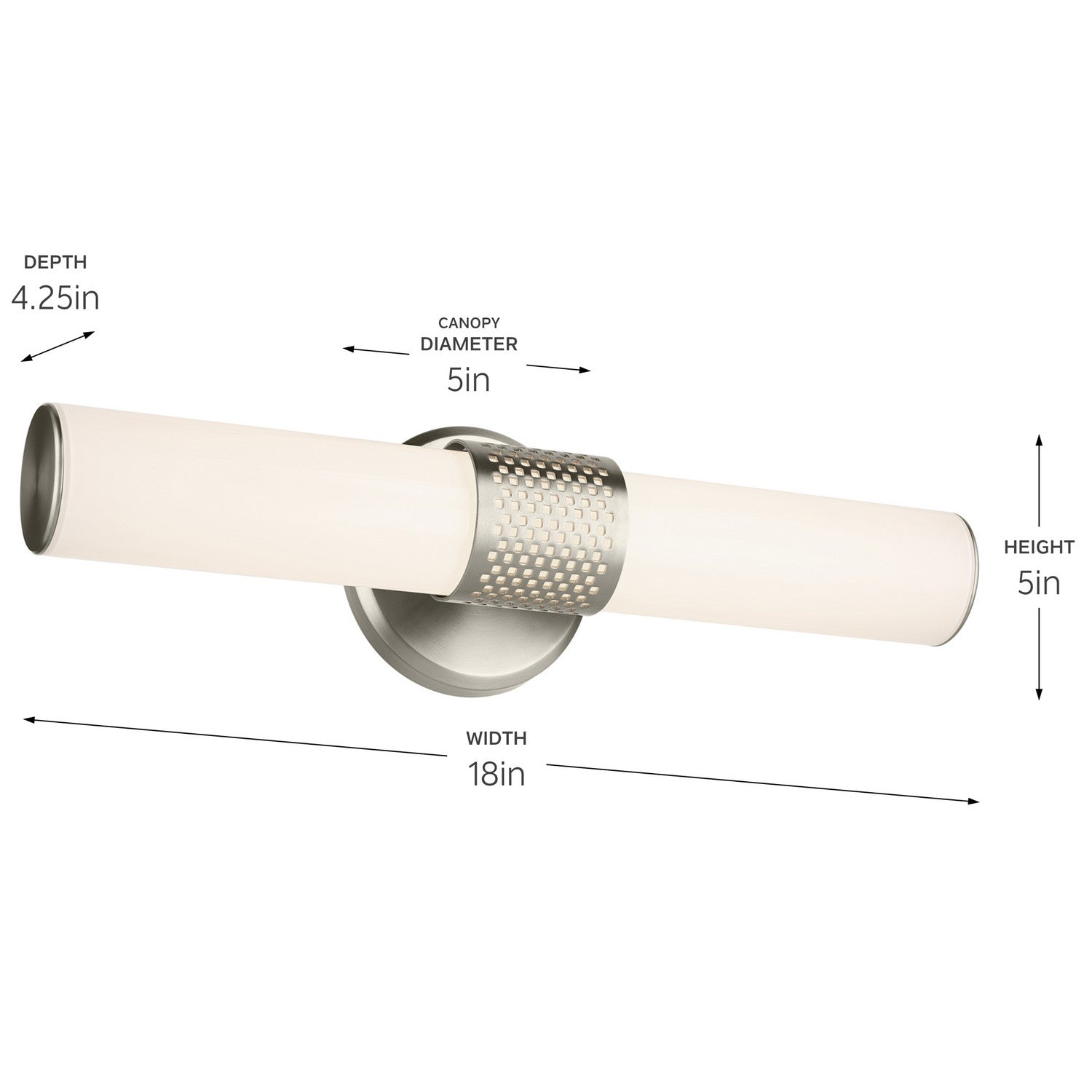 KICHLER 55191NILED Sashi 18" Bath Bar Small Led With White Glass In Brushed Nickel