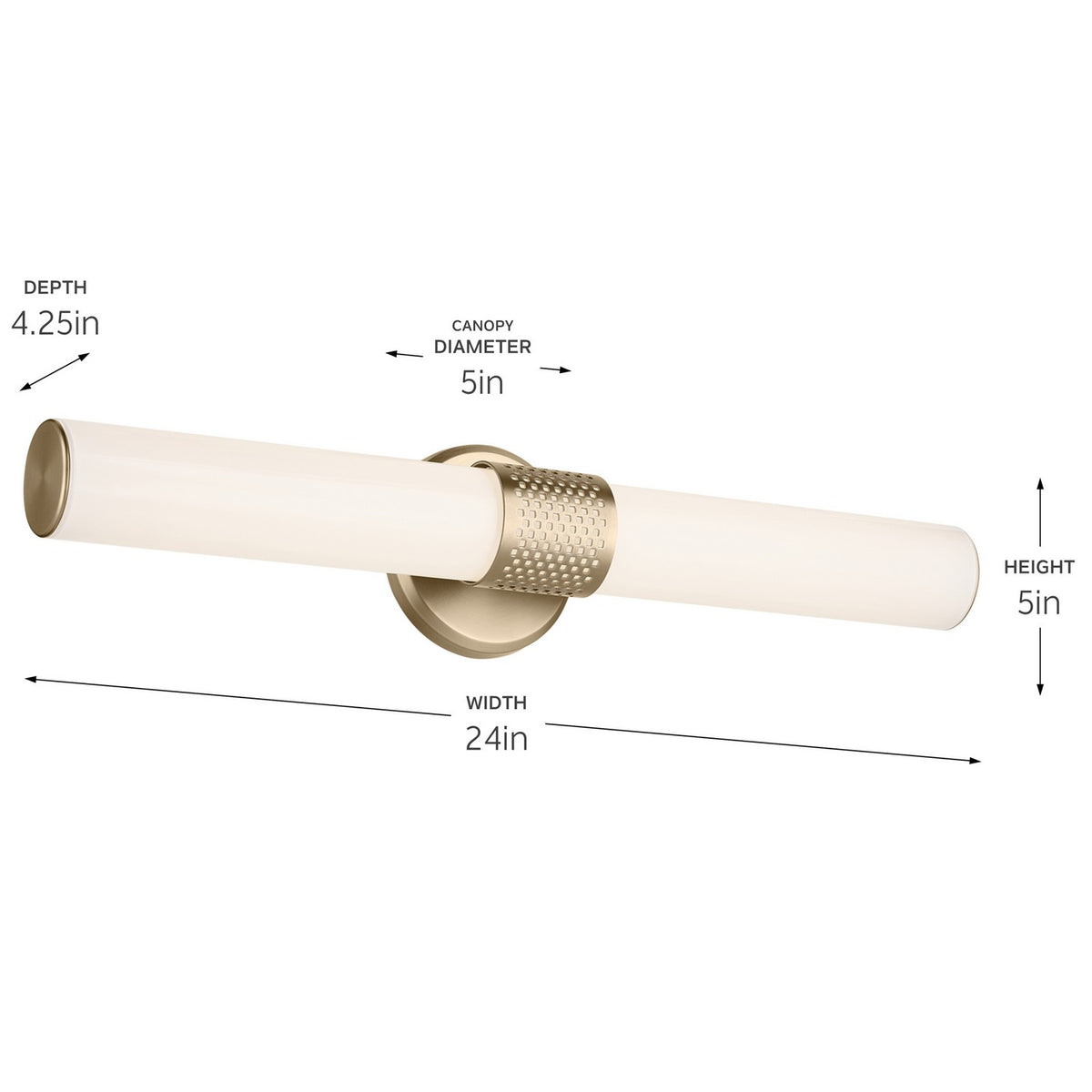 KICHLER 55192CPZLED Sashi 24.25" Bath Bar Medium Led With White Glass In Champagne Bronze