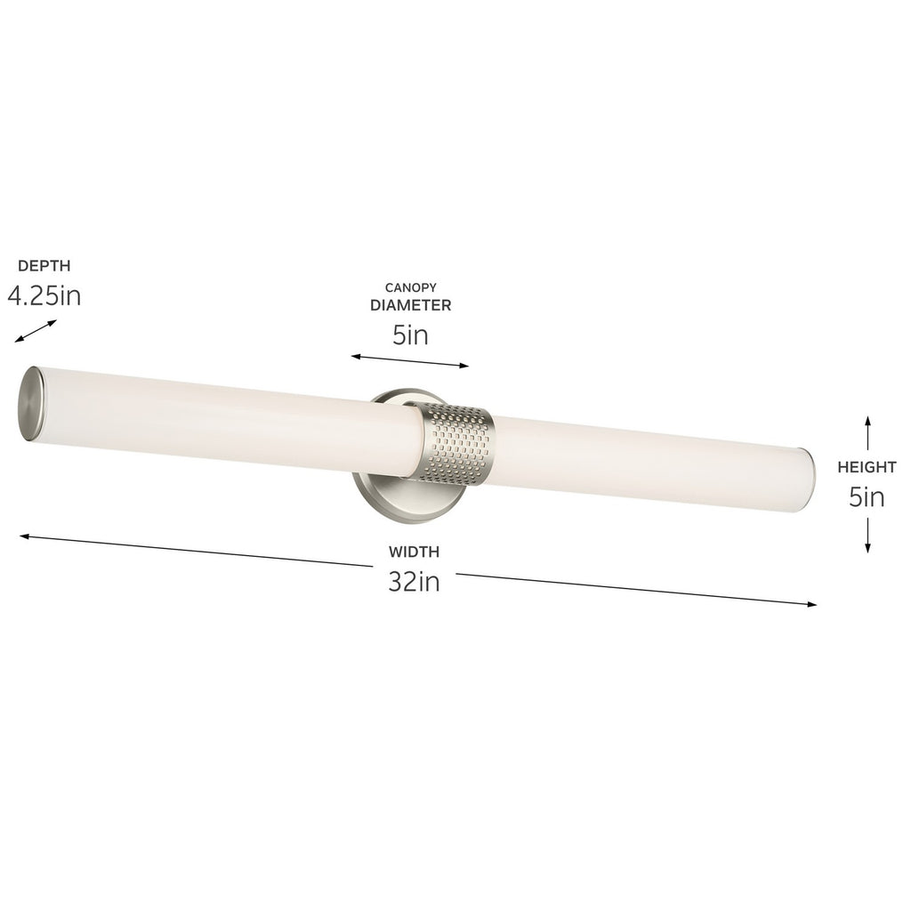 KICHLER 55193NILED Sashi 32" Bath Bar Large Led With White Glass In Brushed Nickel
