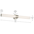 KICHLER 55193NILED Sashi 32" Bath Bar Large Led With White Glass In Brushed Nickel
