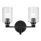 KICHLER 55225BKFLU Gioe 14.25" 2-Light Vanity Light With Clear Fluted Glass In Black