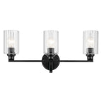 KICHLER 55226BKFLU Gioe 24.25" 3-Light Vanity Light With Clear Fluted Glass In Black