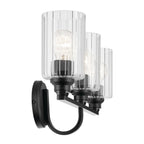 KICHLER 55226BKFLU Gioe 24.25" 3-Light Vanity Light With Clear Fluted Glass In Black