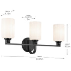 KICHLER 55226BK Gioe 24.25" 3-Light Vanity Light With Opal Glass In Black