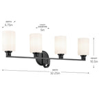 KICHLER 55227BK Gioe 32.25" 4-Light Vanity Light With Opal Glass In Black