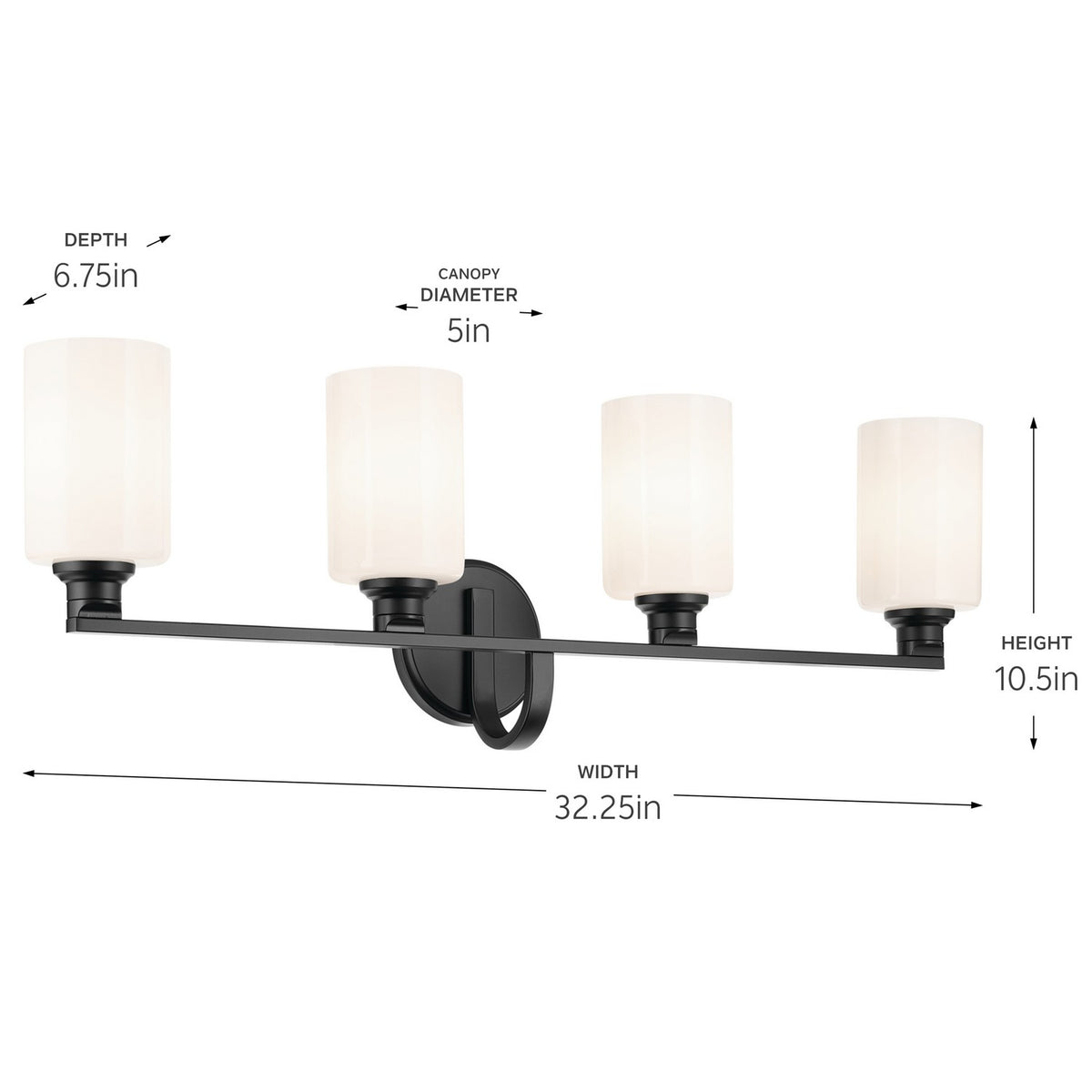KICHLER 55227BK Gioe 32.25" 4-Light Vanity Light With Opal Glass In Black