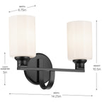 KICHLER 55225BK Gioe 14.25" 2-Light Vanity Light With Opal Glass In Black