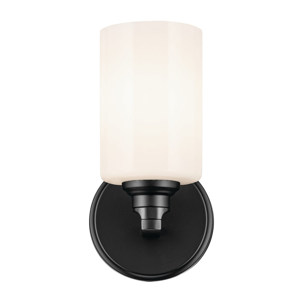 KICHLER 55224BK Gioe 9.5" 1-Light Wall Sconce With Opal Glass In Black