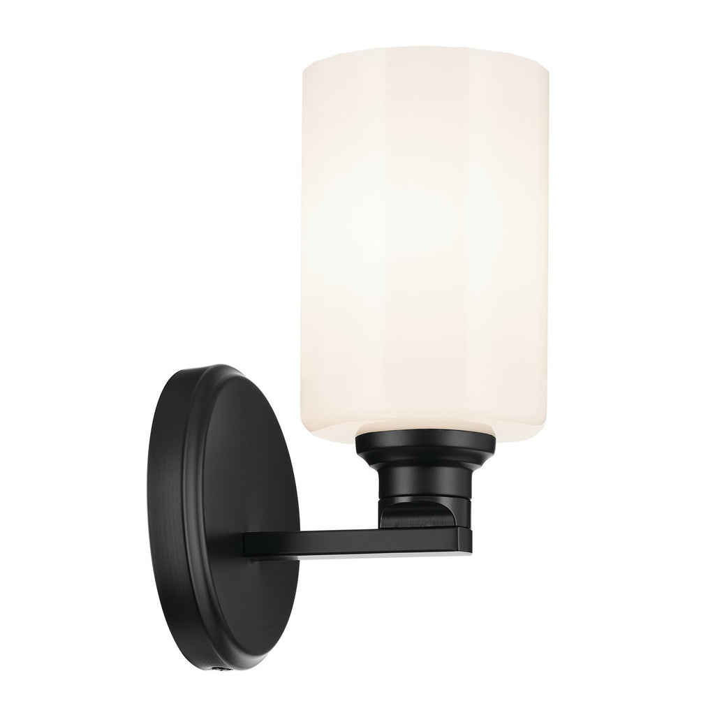 KICHLER 55224BK Gioe 9.5" 1-Light Wall Sconce With Opal Glass In Black
