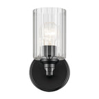 KICHLER 55224BKFLU Gioe 9.5" 1-Light Wall Sconce With Clear Fluted Glass In Black