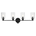 KICHLER 55227BKFLU Gioe 32.25" 4-Light Vanity Light With Clear Fluted Glass In Black