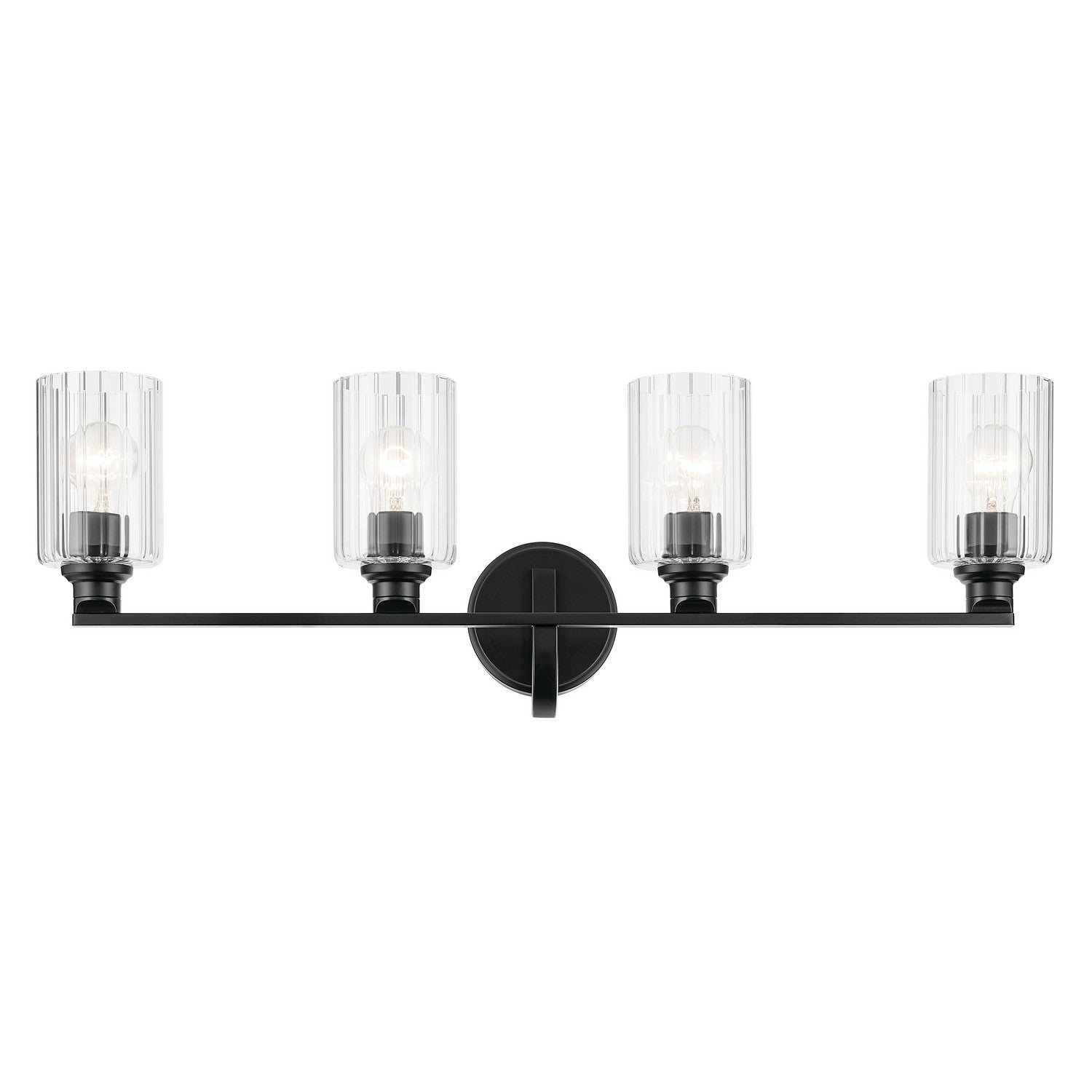 KICHLER 55227BKFLU Gioe 32.25" 4-Light Vanity Light With Clear Fluted Glass In Black