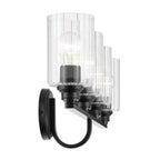 KICHLER 55227BKFLU Gioe 32.25" 4-Light Vanity Light With Clear Fluted Glass In Black