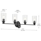 KICHLER 55227BKFLU Gioe 32.25" 4-Light Vanity Light With Clear Fluted Glass In Black