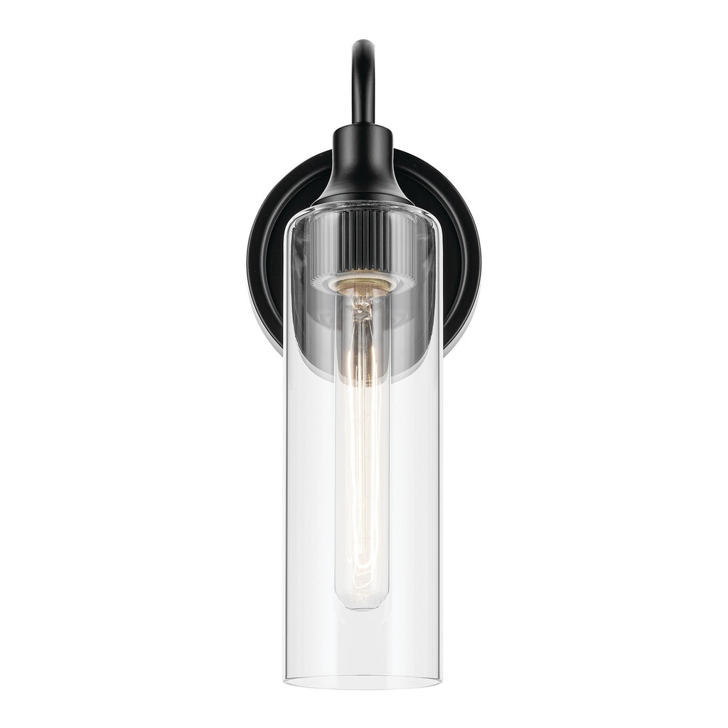 KICHLER 55209BK Kavi 13" 1-Light Wall Sconce With Clear Glass In Black