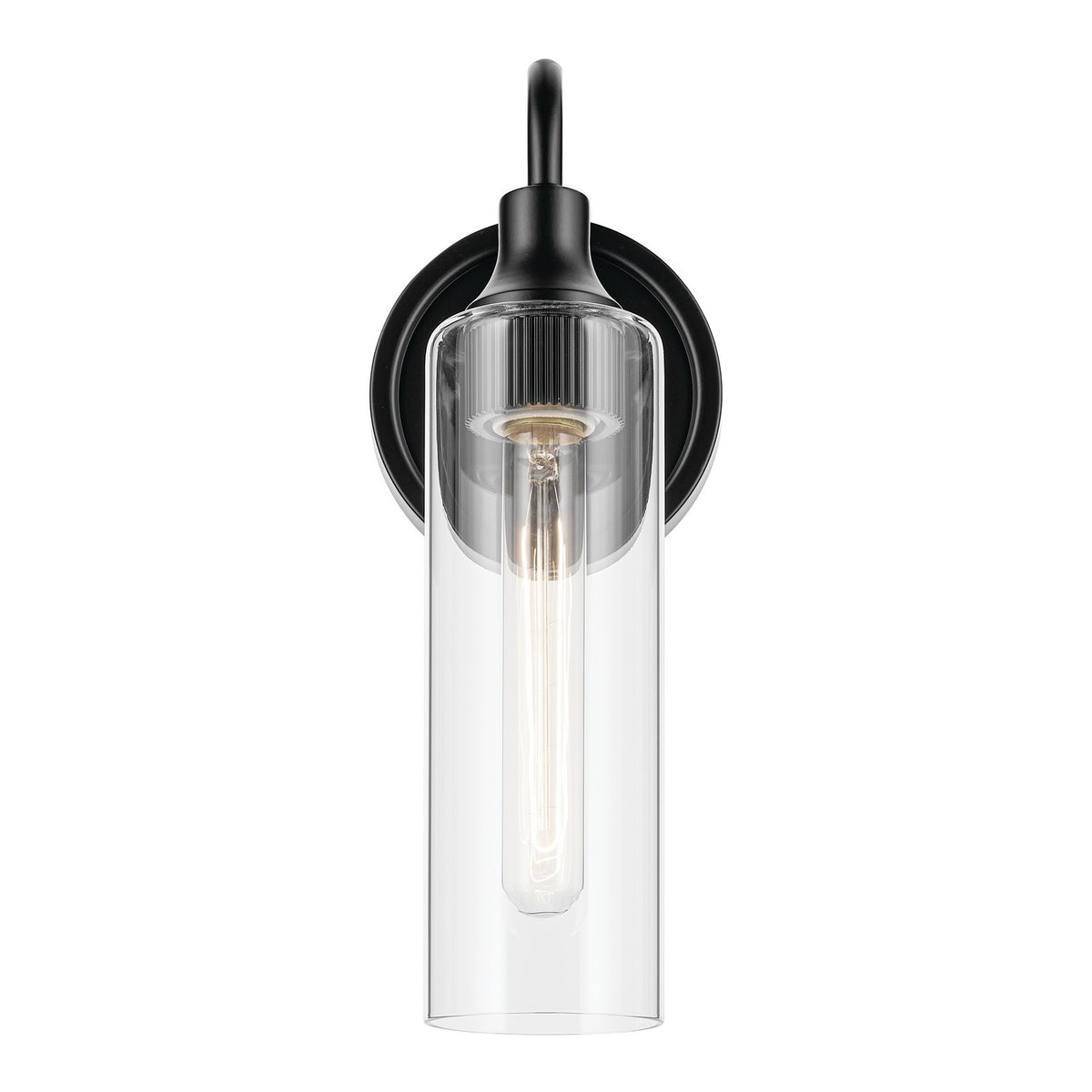 KICHLER 55209BK Kavi 13" 1-Light Wall Sconce With Clear Glass In Black