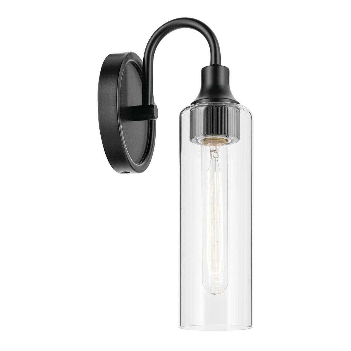 KICHLER 55209BK Kavi 13" 1-Light Wall Sconce With Clear Glass In Black