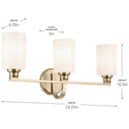 KICHLER 55226CPZ Gioe 24.25" 3-Light Vanity Light With Opal Glass In Champagne Bronze