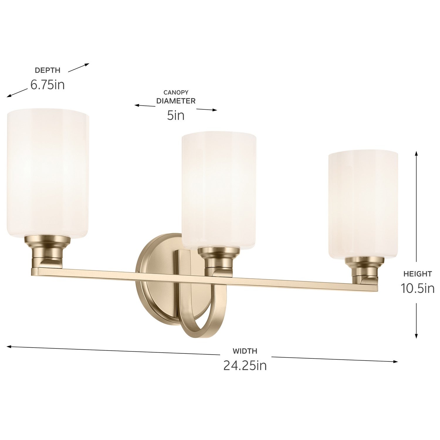 KICHLER 55226CPZ Gioe 24.25" 3-Light Vanity Light With Opal Glass In Champagne Bronze
