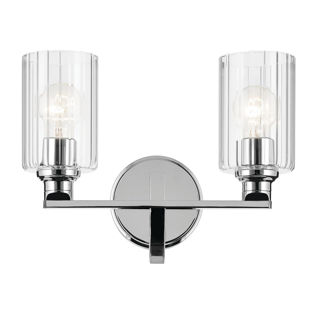 KICHLER 55225CHFLU Gioe 14.25" 2-Light Vanity Light With Clear Fluted Glass In Chrome