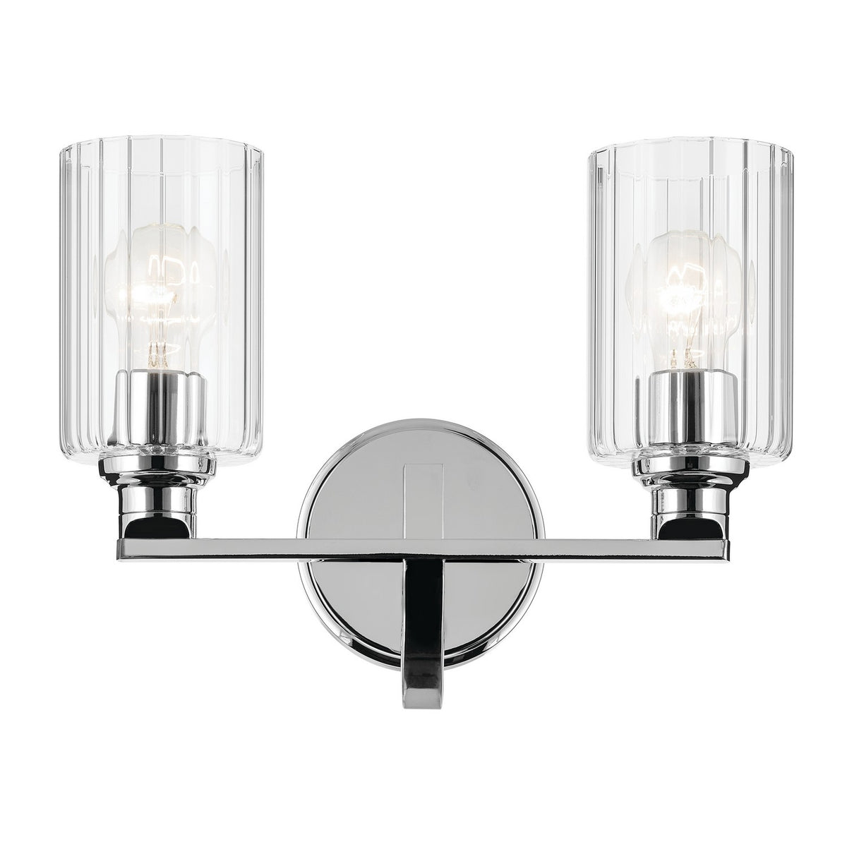 KICHLER 55225CHFLU Gioe 14.25" 2-Light Vanity Light With Clear Fluted Glass In Chrome