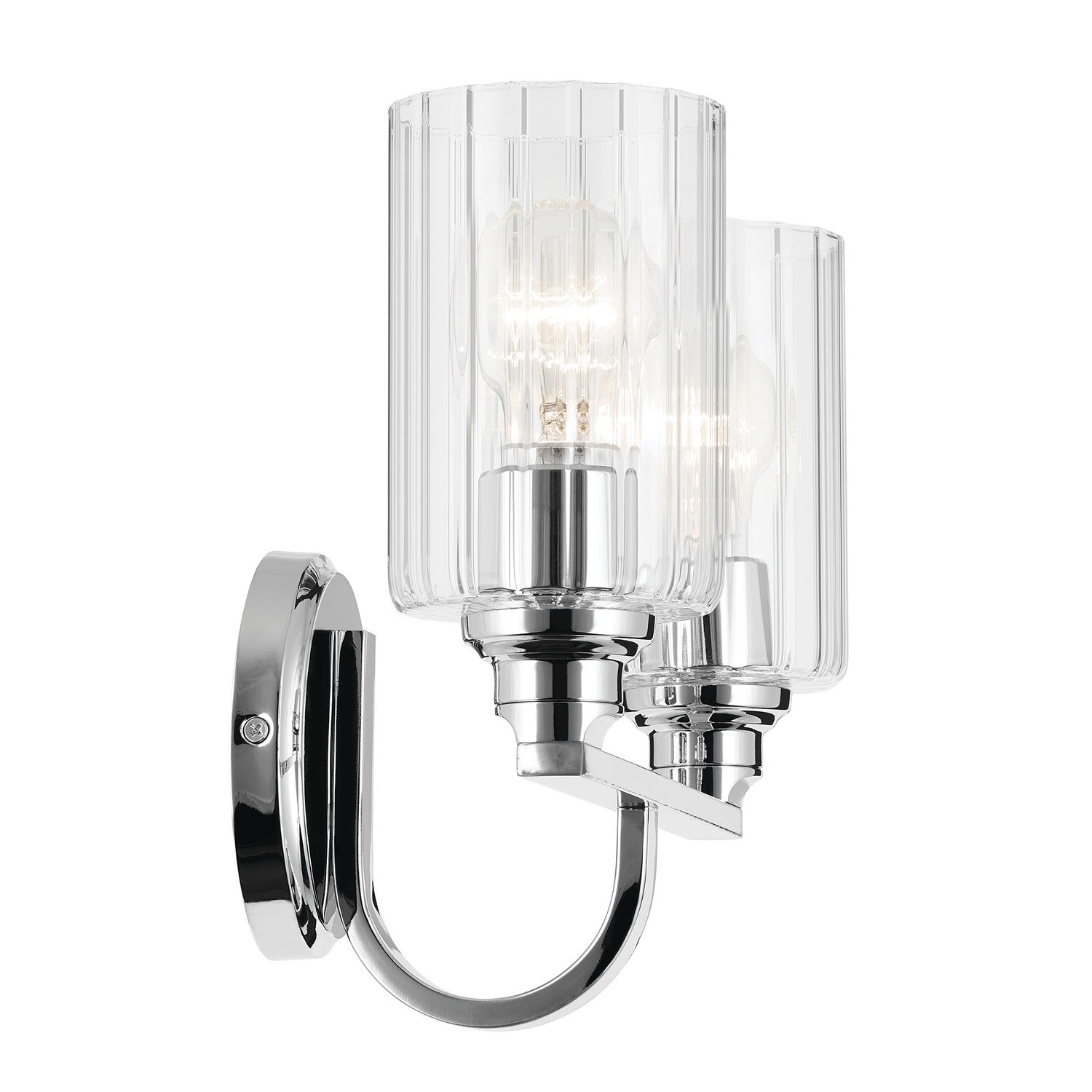 KICHLER 55225CHFLU Gioe 14.25" 2-Light Vanity Light With Clear Fluted Glass In Chrome
