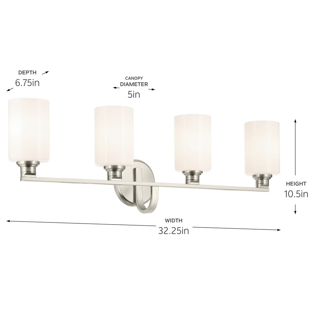 KICHLER 55227NI Gioe 32.25" 4-Light Vanity Light With Opal Glass In Brushed Nickel