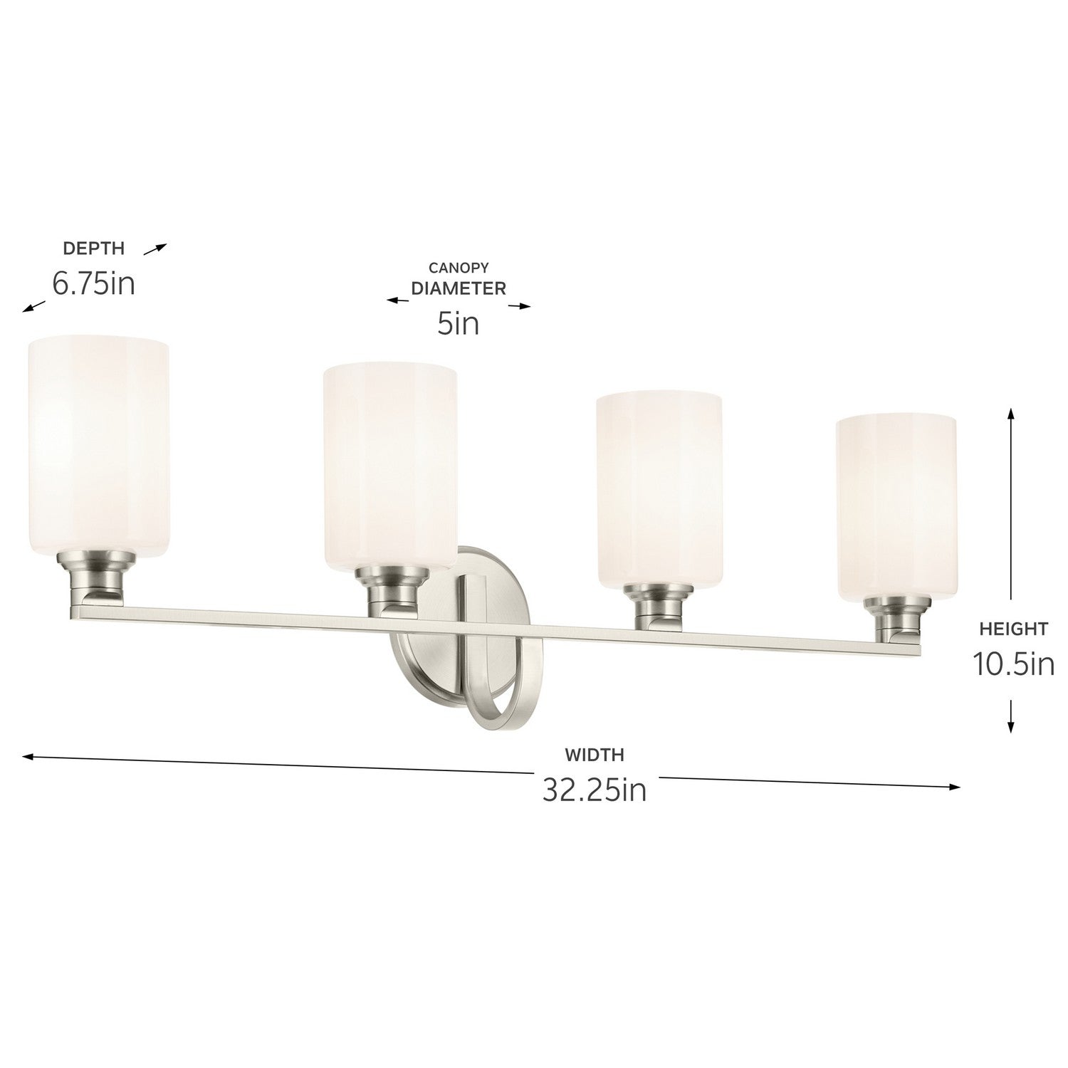 KICHLER 55227NI Gioe 32.25" 4-Light Vanity Light With Opal Glass In Brushed Nickel