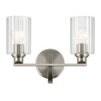 KICHLER 55225NIFLU Gioe 14.25" 2-Light Vanity Light With Clear Fluted Glass In Brushed Nickel
