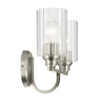KICHLER 55225NIFLU Gioe 14.25" 2-Light Vanity Light With Clear Fluted Glass In Brushed Nickel