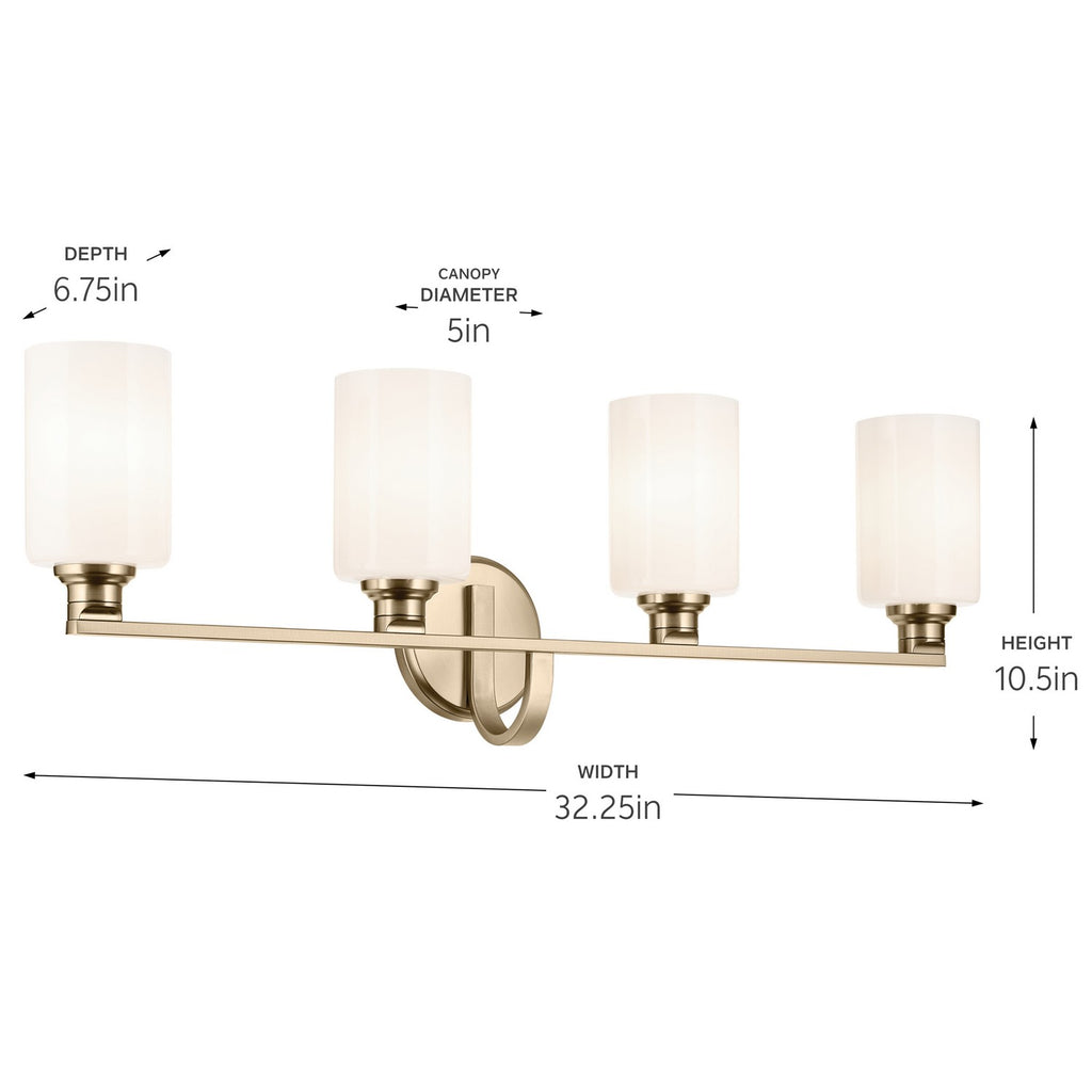 KICHLER 55227CPZ Gioe 32.25" 4-Light Vanity Light With Opal Glass In Champagne Bronze